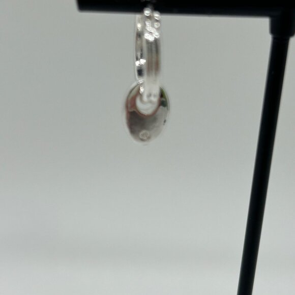 Chaps Silver-Tone Double Hoop Earrings With Dangling Oval Accents For Women - Picture 13 of 14